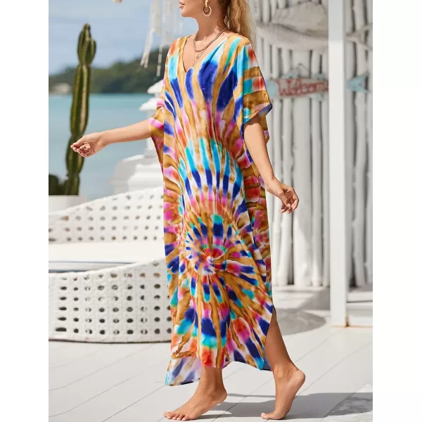 Bsubseach Women Kaftan Dress Print Swimsuit Cover Up Plus Szie Caftans Maxi Beach Dress