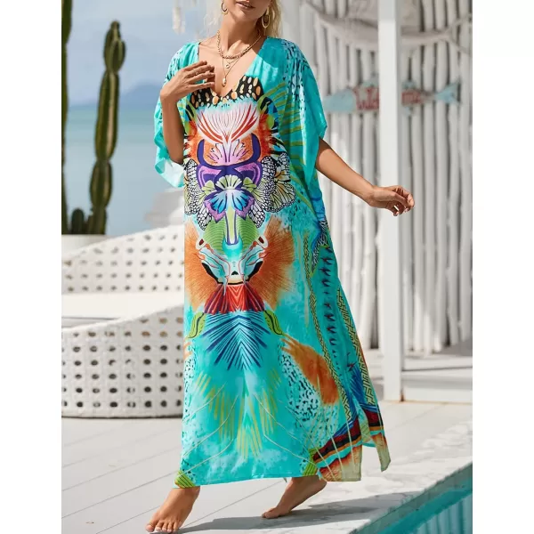 Bsubseach Women Kaftan Dress Print Swimsuit Cover Up Plus Szie Caftans Maxi Beach Dress