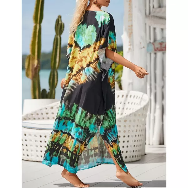 Bsubseach Women Kaftan Dress Print Swimsuit Cover Up Plus Szie Caftans Maxi Beach Dress
