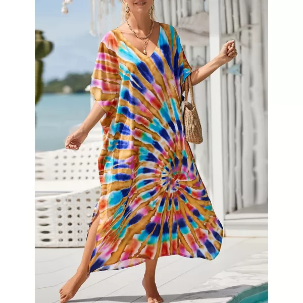 Bsubseach Women Kaftan Dress Print Swimsuit Cover Up Plus Szie Caftans Maxi Beach Dress