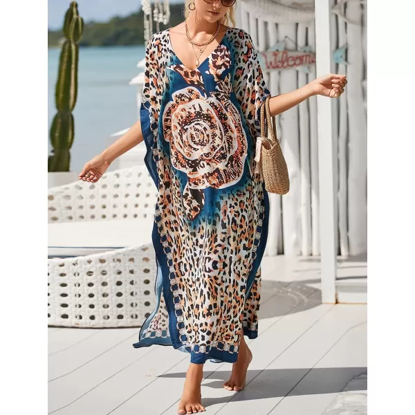 Bsubseach Women Kaftan Dress Print Swimsuit Cover Up Plus Szie Caftans Maxi Beach Dress