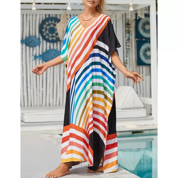 Bsubseach Women Kaftan Dress Print Swimsuit Cover Up Plus Szie Caftans Maxi Beach Dress