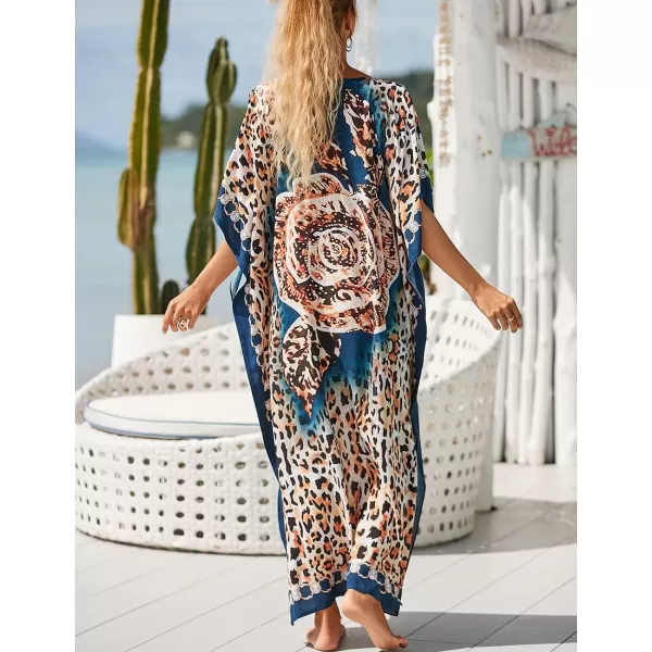 Bsubseach Women Kaftan Dress Print Swimsuit Cover Up Plus Szie Caftans Maxi Beach Dress