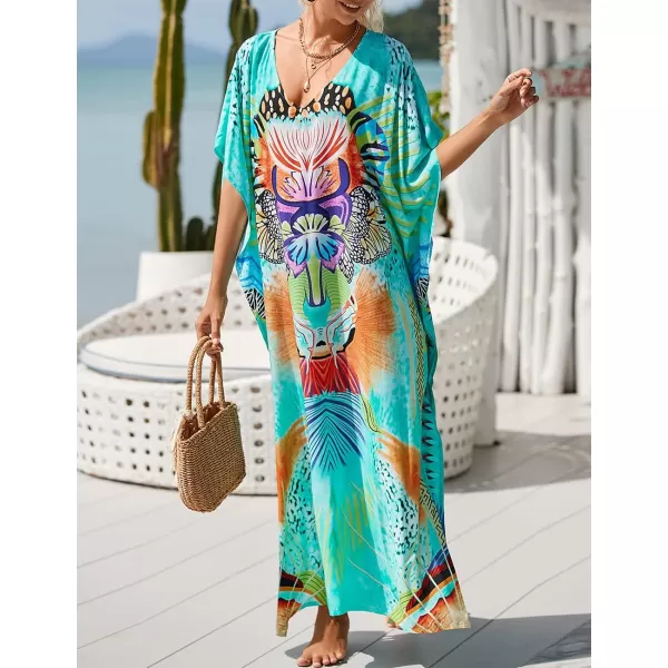 Bsubseach Women Kaftan Dress Print Swimsuit Cover Up Plus Szie Caftans Maxi Beach Dress