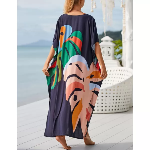 Bsubseach Women Kaftan Dress Print Swimsuit Cover Up Plus Szie Caftans Maxi Beach Dress