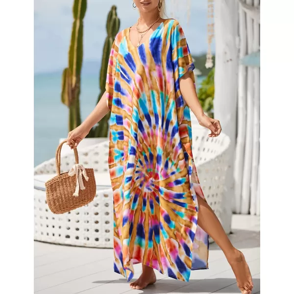 Bsubseach Women Kaftan Dress Print Swimsuit Cover Up Plus Szie Caftans Maxi Beach Dress