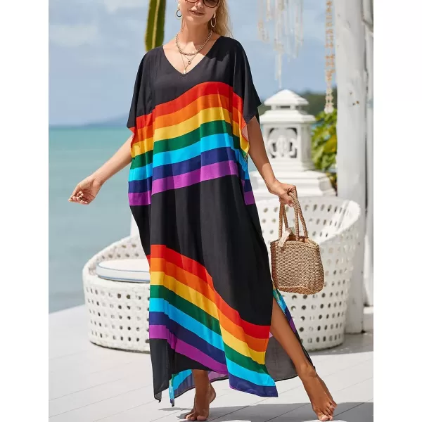 Bsubseach Women Kaftan Dress Print Swimsuit Cover Up Plus Szie Caftans Maxi Beach Dress