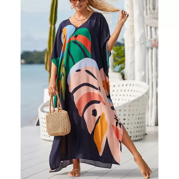 Bsubseach Women Kaftan Dress Print Swimsuit Cover Up Plus Szie Caftans Maxi Beach Dress