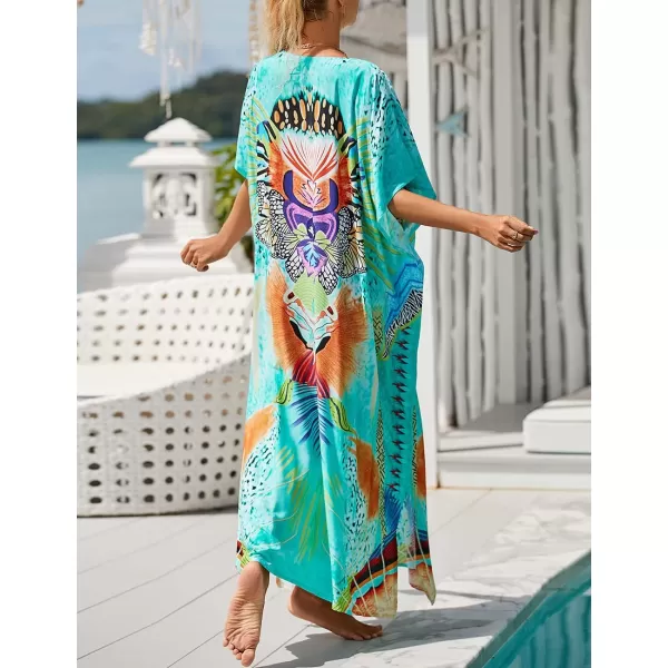 Bsubseach Women Kaftan Dress Print Swimsuit Cover Up Plus Szie Caftans Maxi Beach Dress