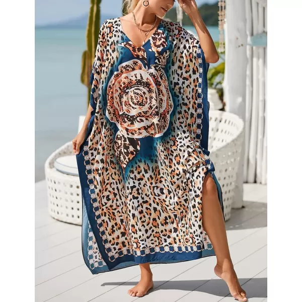 Bsubseach Women Kaftan Dress Print Swimsuit Cover Up Plus Szie Caftans Maxi Beach Dress