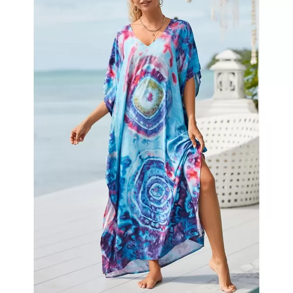 Bsubseach Women Kaftan Dress Print Swimsuit Cover Up Plus Szie Caftans Maxi Beach Dress