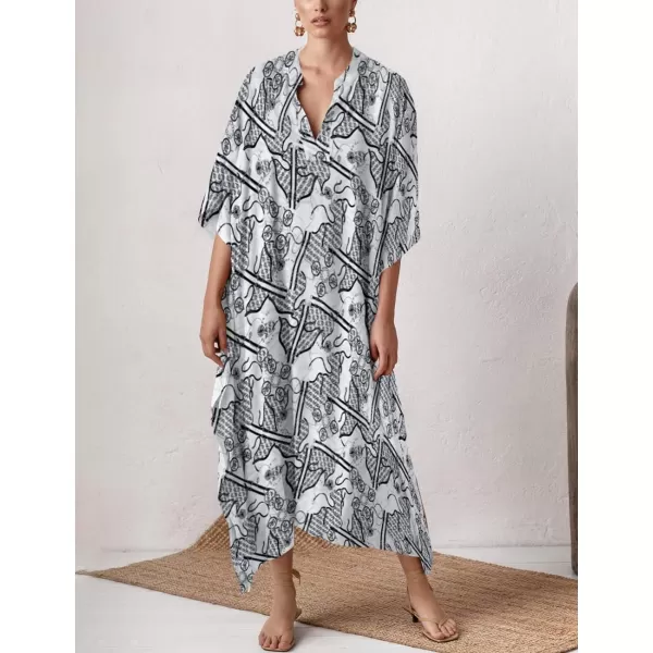 Bsubseach Women Kaftan Dresses Caftan Loungewear Maxi Dress Swimsuit Cover Up Beachwear
