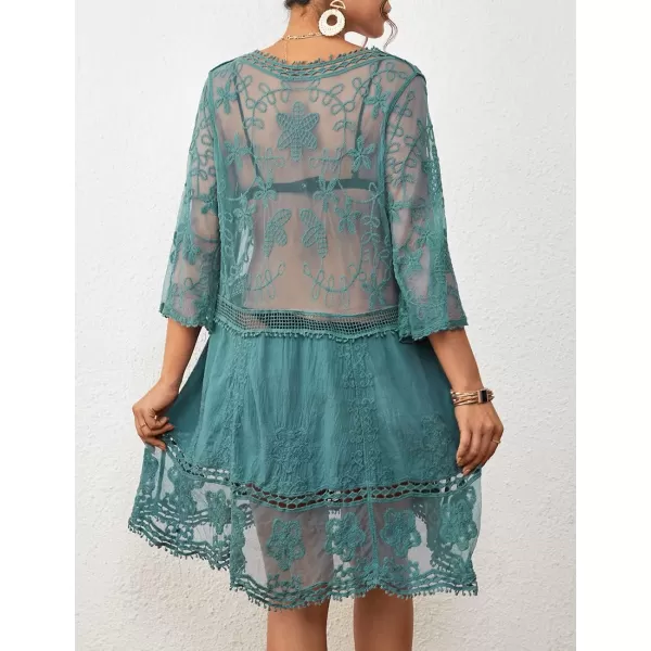 Bsubseach Women Lace Embroidered Swimsuit Cover Up Hollow Out Beach Dress Bikini Coverup