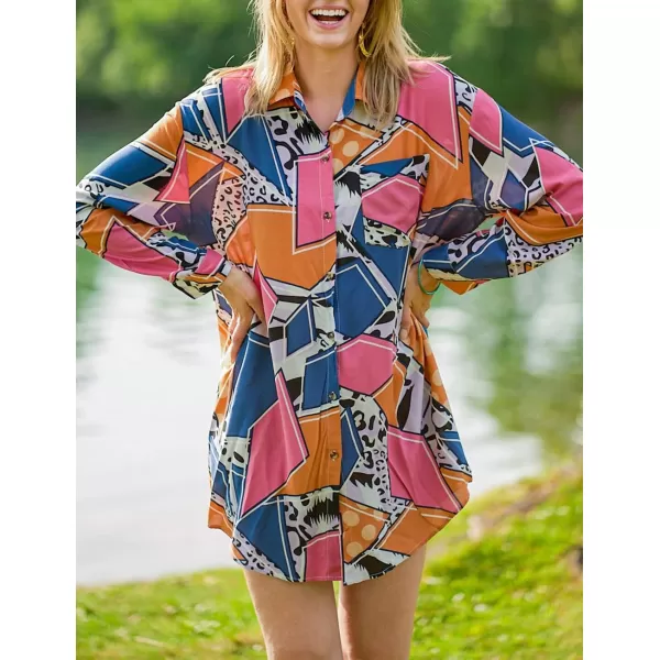 Bsubseach Women Long Sleeve Beach Shirt Blouses Bathing Suit Cover Up Button Down Collar