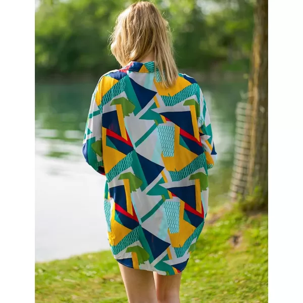Bsubseach Women Long Sleeve Beach Shirt Blouses Bathing Suit Cover Up Button Down Collar