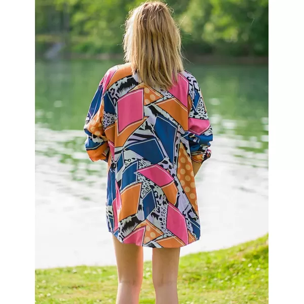 Bsubseach Women Long Sleeve Beach Shirt Blouses Bathing Suit Cover Up Button Down Collar