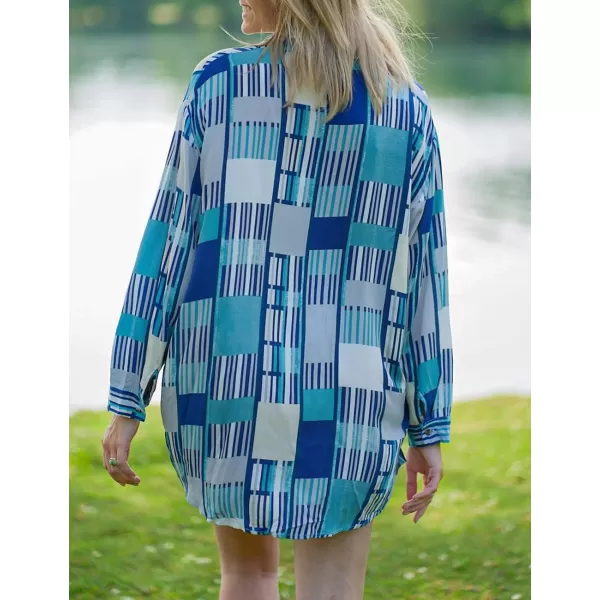 Bsubseach Women Long Sleeve Beach Shirt Blouses Bathing Suit Cover Up Button Down Collar
