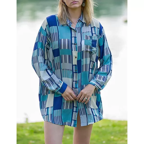 Bsubseach Women Long Sleeve Beach Shirt Blouses Bathing Suit Cover Up Button Down Collar