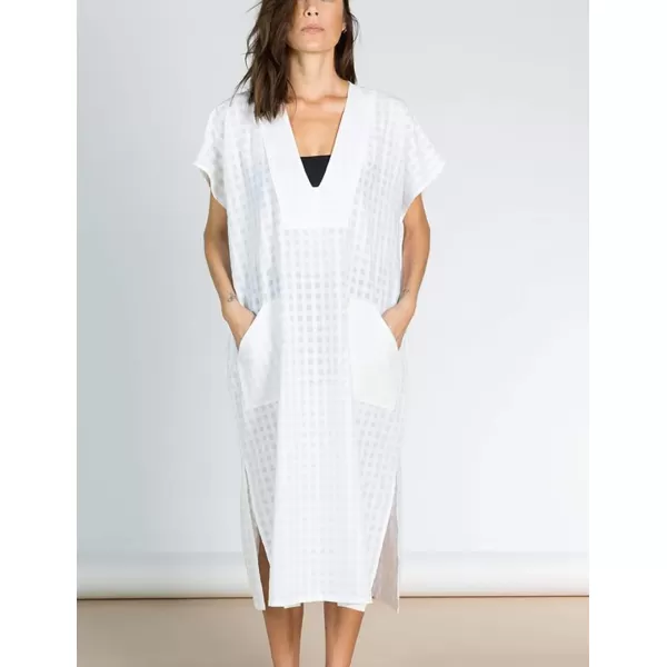Bsubseach Women Plaid Swimsuit Cover Up V Neck Kaftan Dresses Caftan Maxi Dress