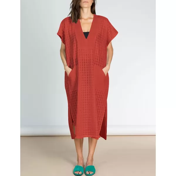 Bsubseach Women Plaid Swimsuit Cover Up V Neck Kaftan Dresses Caftan Maxi Dress
