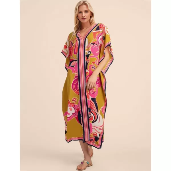 Bsubseach Women Plus Size Kaftan Dress Swimsuit Cover Up Caftan Maxi Beach Dresses
