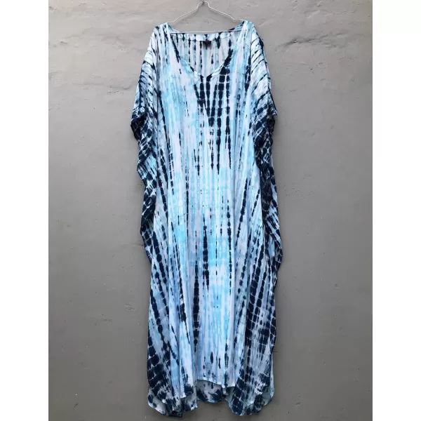 Bsubseach Women Print Beach Kaftan Dress Short Sleeve Plus Size Bathing Suit Cover Ups