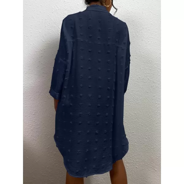 Bsubseach Women Swimsuit Coverup Blouse Button Down Shirt Dresses Swiss Dot Tops