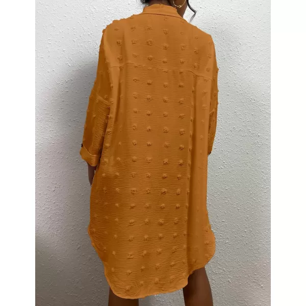 Bsubseach Women Swimsuit Coverup Blouse Button Down Shirt Dresses Swiss Dot Tops