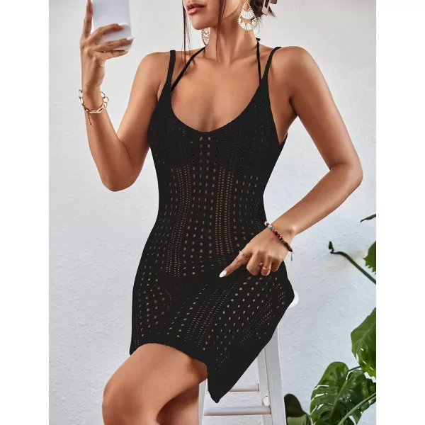 Bsubseach Women Swimsuits Cover Ups Crochet Bathing Suit Bikini Coverup Sleeveless Beach Dress Swimwear