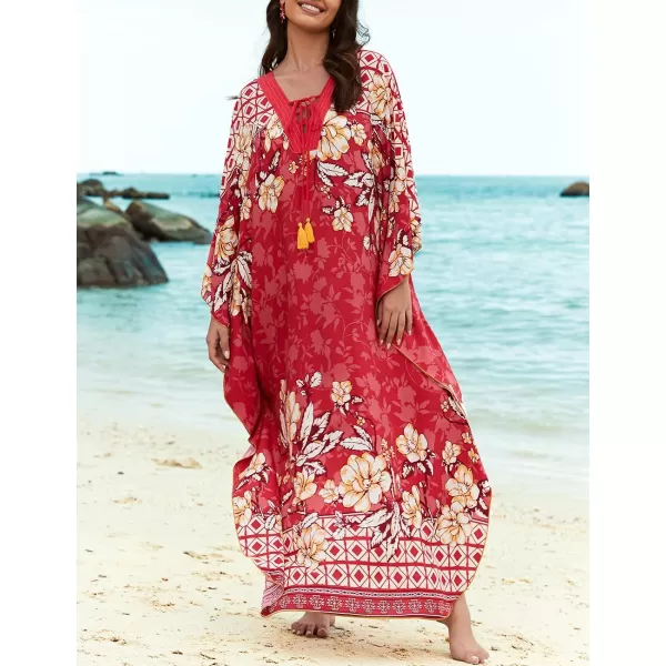 Bsubseach Womens Caftan Print Kaftan Dresses for Women Bohemia Swimsuit Cover Up Casual Resort Wear