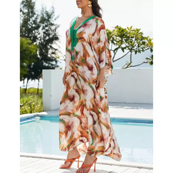 Bsubseach Womens Caftan Print Kaftan Dresses for Women Bohemia Swimsuit Cover Up Casual Resort Wear