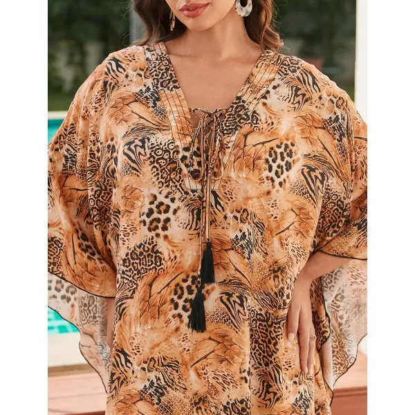 Bsubseach Womens Caftan Print Kaftan Dresses for Women Bohemia Swimsuit Cover Up Casual Resort Wear