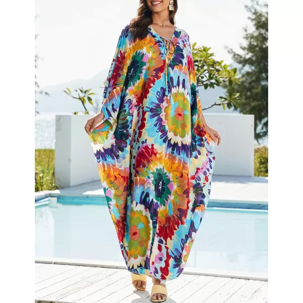 Bsubseach Womens Caftan Print Kaftan Dresses for Women Bohemia Swimsuit Cover Up Casual Resort Wear