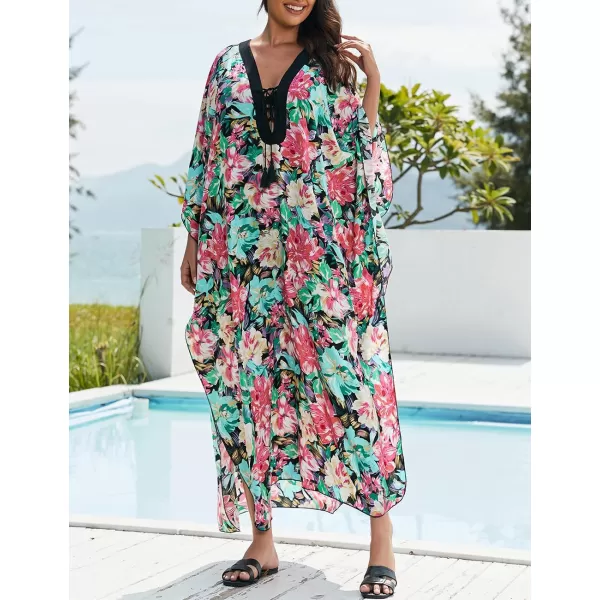 Bsubseach Womens Caftan Print Kaftan Dresses for Women Bohemia Swimsuit Cover Up Casual Resort Wear