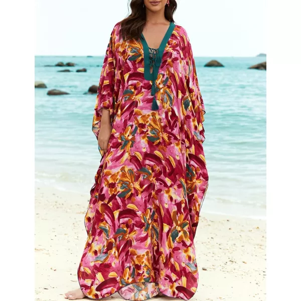 Bsubseach Womens Caftan Print Kaftan Dresses for Women Bohemia Swimsuit Cover Up Casual Resort Wear