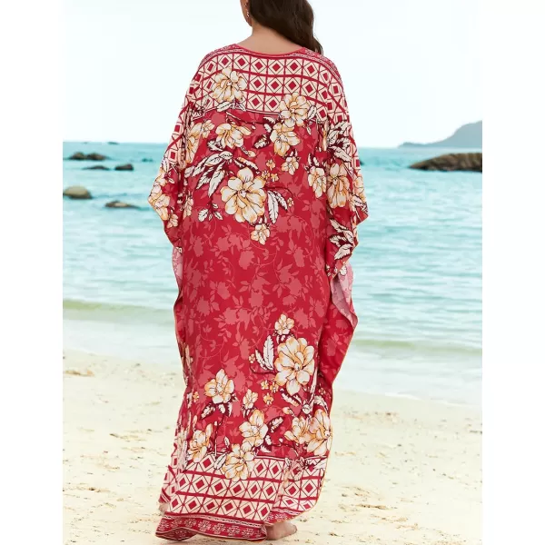Bsubseach Womens Caftan Print Kaftan Dresses for Women Bohemia Swimsuit Cover Up Casual Resort Wear