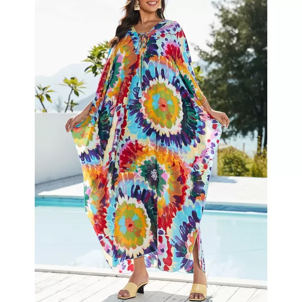 Bsubseach Womens Caftan Print Kaftan Dresses for Women Bohemia Swimsuit Cover Up Casual Resort Wear