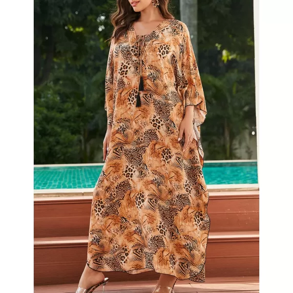 Bsubseach Womens Caftan Print Kaftan Dresses for Women Bohemia Swimsuit Cover Up Casual Resort Wear
