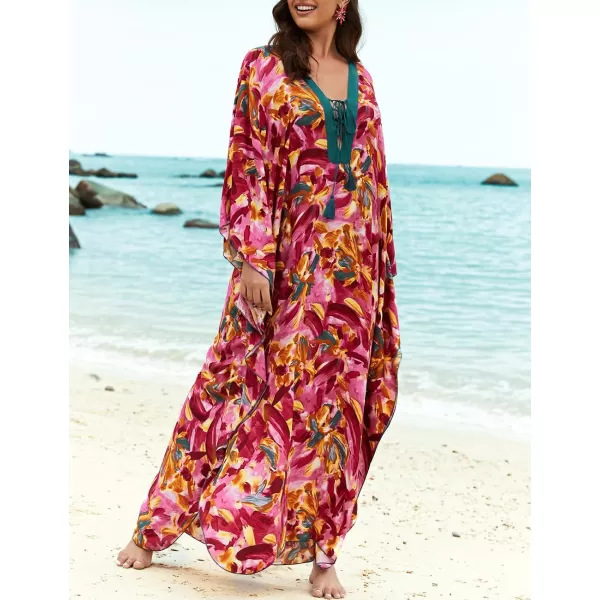 Bsubseach Womens Caftan Print Kaftan Dresses for Women Bohemia Swimsuit Cover Up Casual Resort Wear
