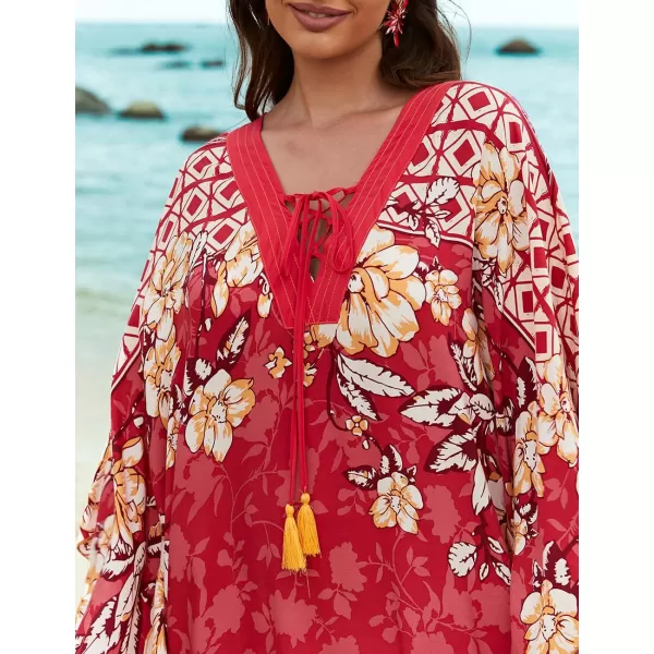 Bsubseach Womens Caftan Print Kaftan Dresses for Women Bohemia Swimsuit Cover Up Casual Resort Wear