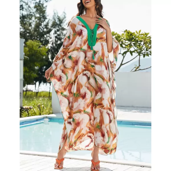 Bsubseach Womens Caftan Print Kaftan Dresses for Women Bohemia Swimsuit Cover Up Casual Resort Wear
