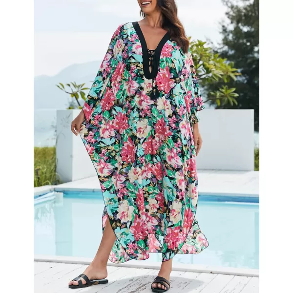 Bsubseach Womens Caftan Print Kaftan Dresses for Women Bohemia Swimsuit Cover Up Casual Resort Wear