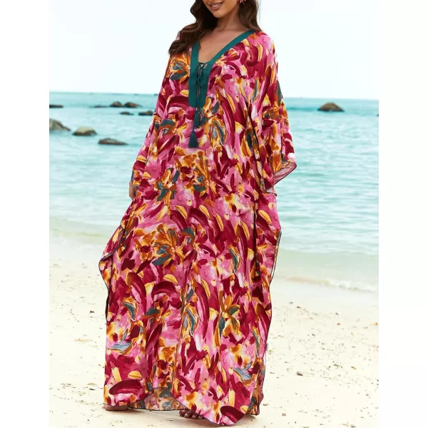 Bsubseach Womens Caftan Print Kaftan Dresses for Women Bohemia Swimsuit Cover Up Casual Resort Wear