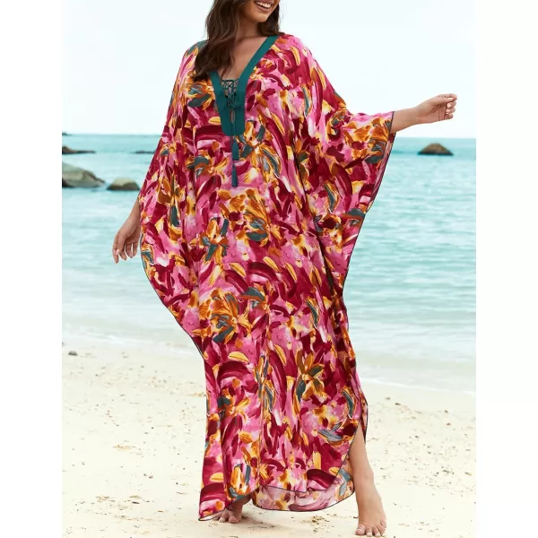 Bsubseach Womens Caftan Print Kaftan Dresses for Women Bohemia Swimsuit Cover Up Casual Resort Wear