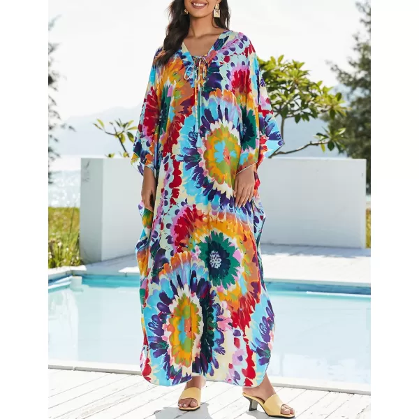 Bsubseach Womens Caftan Print Kaftan Dresses for Women Bohemia Swimsuit Cover Up Casual Resort Wear