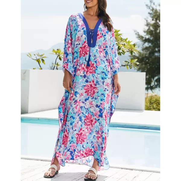 Bsubseach Womens Caftan Print Kaftan Dresses for Women Bohemia Swimsuit Cover Up Casual Resort Wear