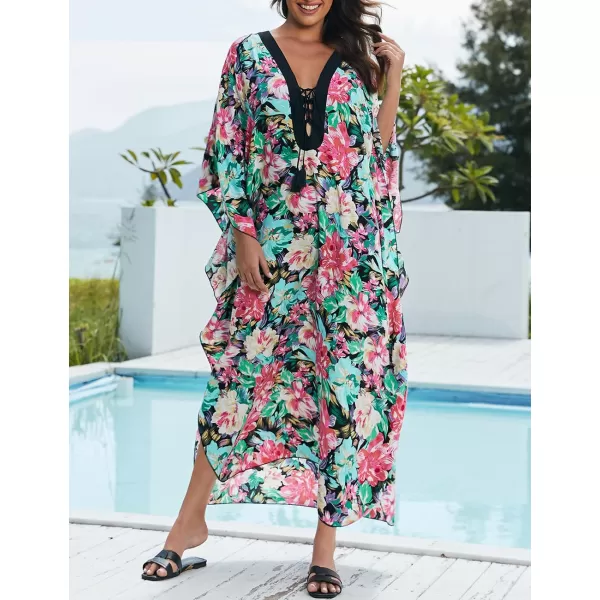 Bsubseach Womens Caftan Print Kaftan Dresses for Women Bohemia Swimsuit Cover Up Casual Resort Wear