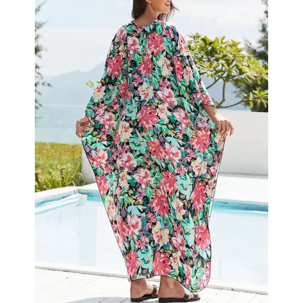 Bsubseach Womens Caftan Print Kaftan Dresses for Women Bohemia Swimsuit Cover Up Casual Resort Wear