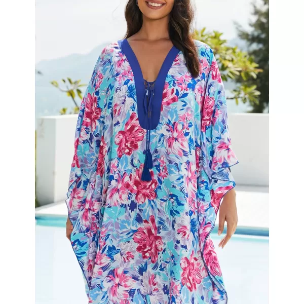 Bsubseach Womens Caftan Print Kaftan Dresses for Women Bohemia Swimsuit Cover Up Casual Resort Wear