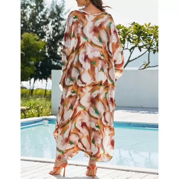 Bsubseach Womens Caftan Print Kaftan Dresses for Women Bohemia Swimsuit Cover Up Casual Resort Wear